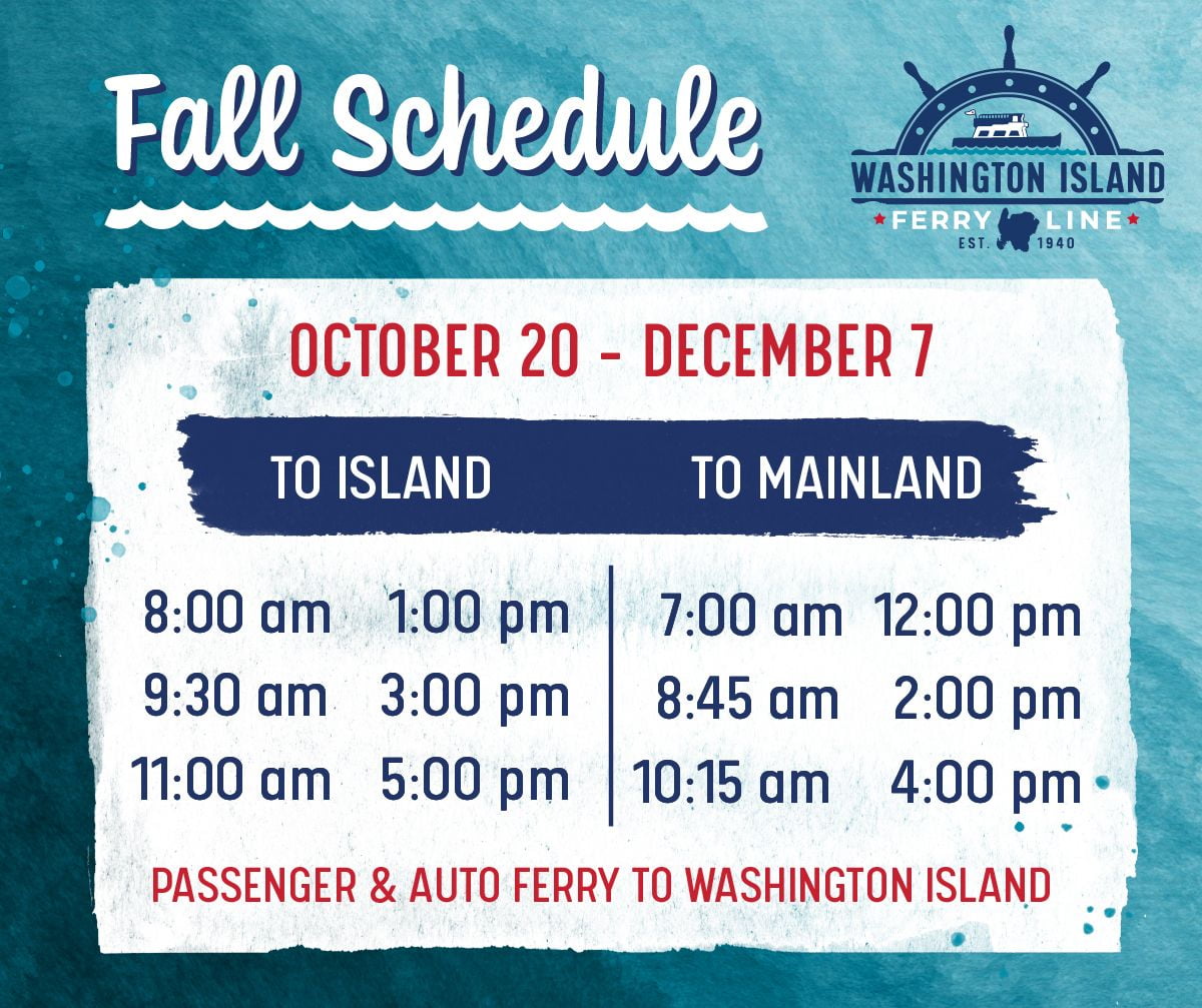 Washington Island Ferry schedule 2025-10-20 - 2025-12-07